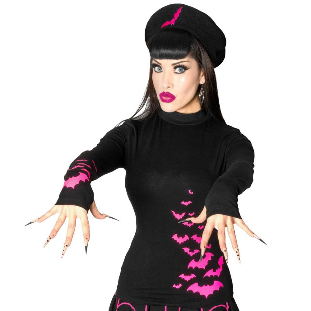 Bat Flock Pink Long Sleeve Top