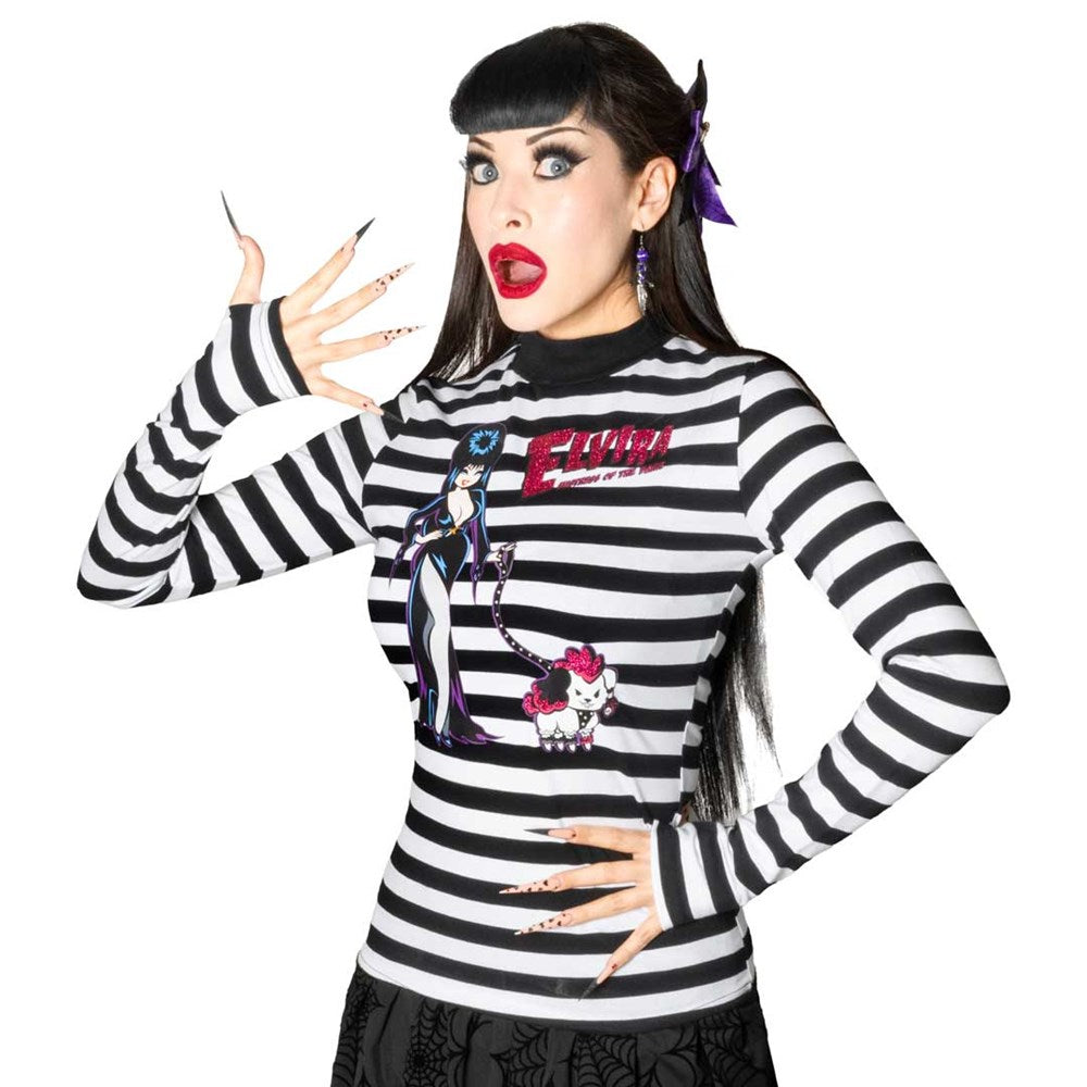 Elvira Walking Gonk Striped Long Sleeve Top