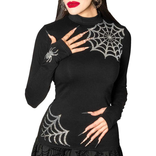 Spiderweb Sparkle Long Sleeve Top Hip Crypt Kreepsville