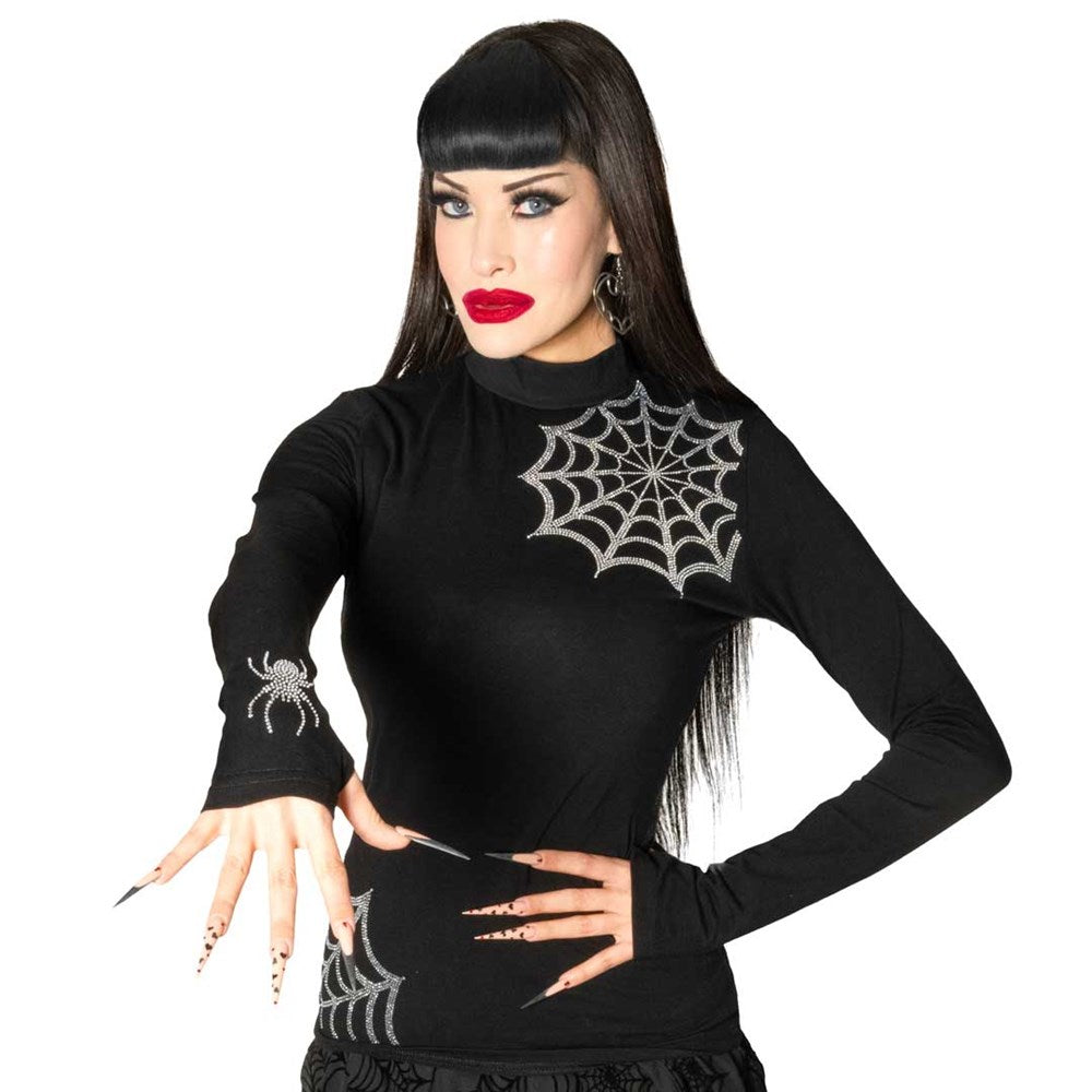 Spiderweb Sparkle Long Sleeve Top