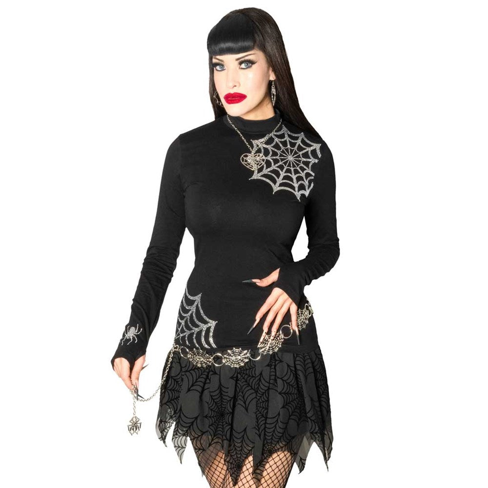 Spiderweb Sparkle Long Sleeve Top