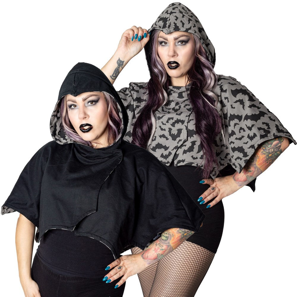 Reversible Bat Wing Grey Bat Shoulder Cape Hip Crypt Kreepsville