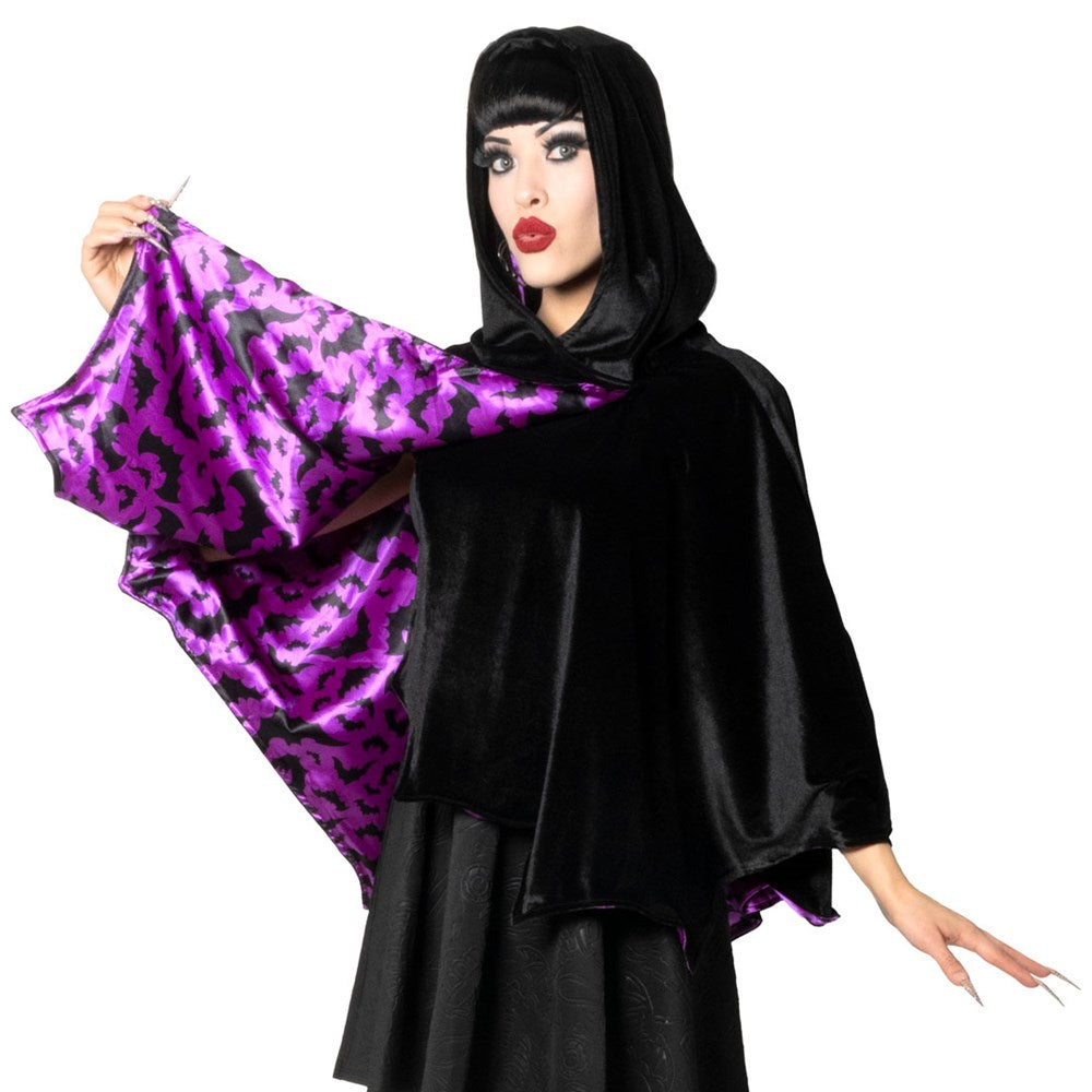 Bat Wing Velvet Purple Short Cape