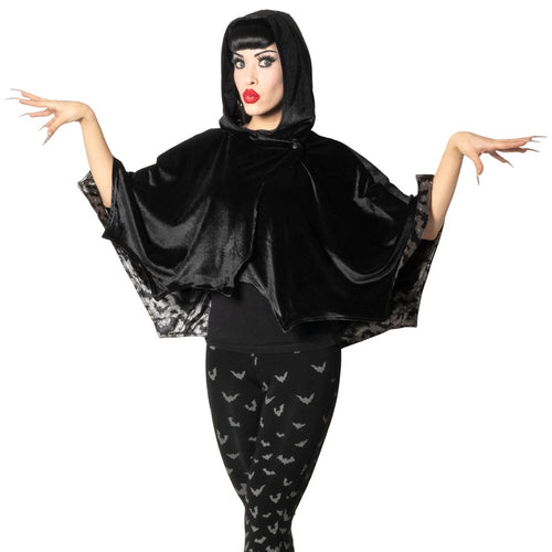 Bat Wing Velvet Grey Short Cape
