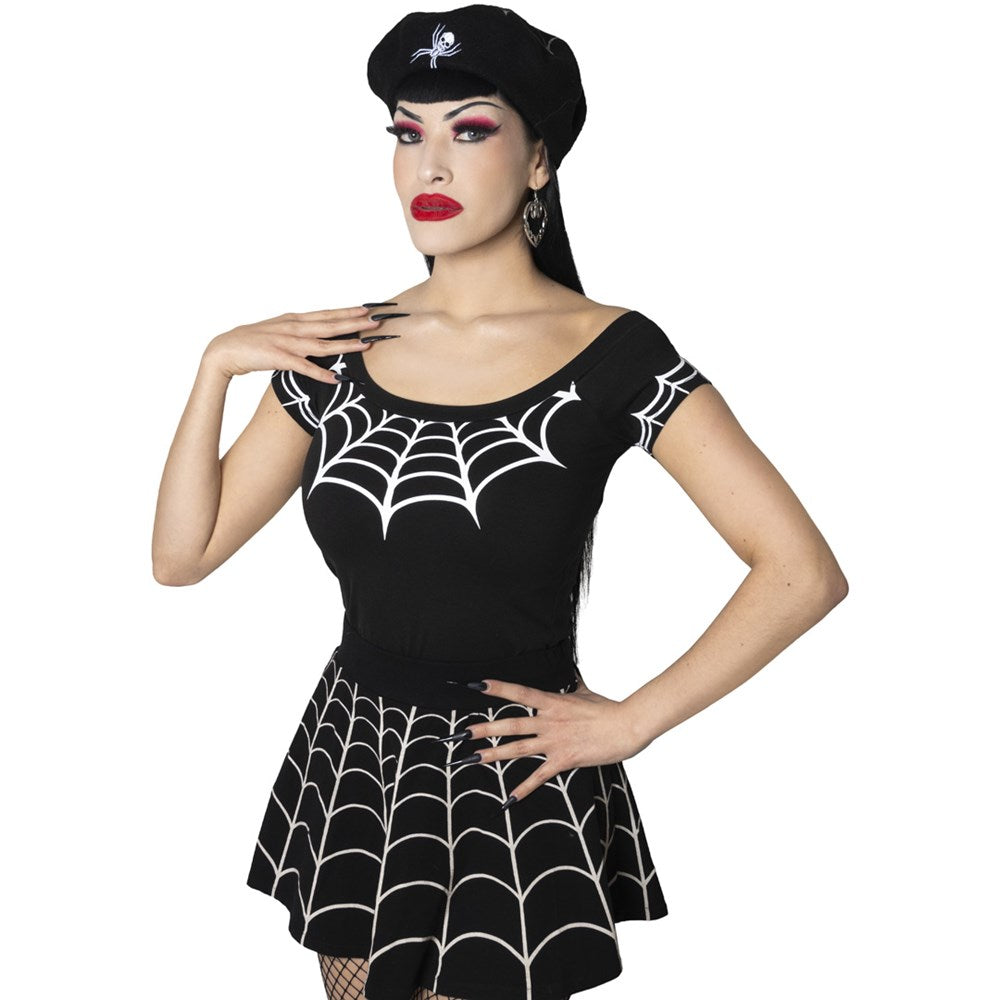 Spiderweb White Shoulder Top