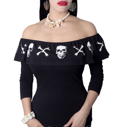 Ruffle Top Anatomical Skull and Bones