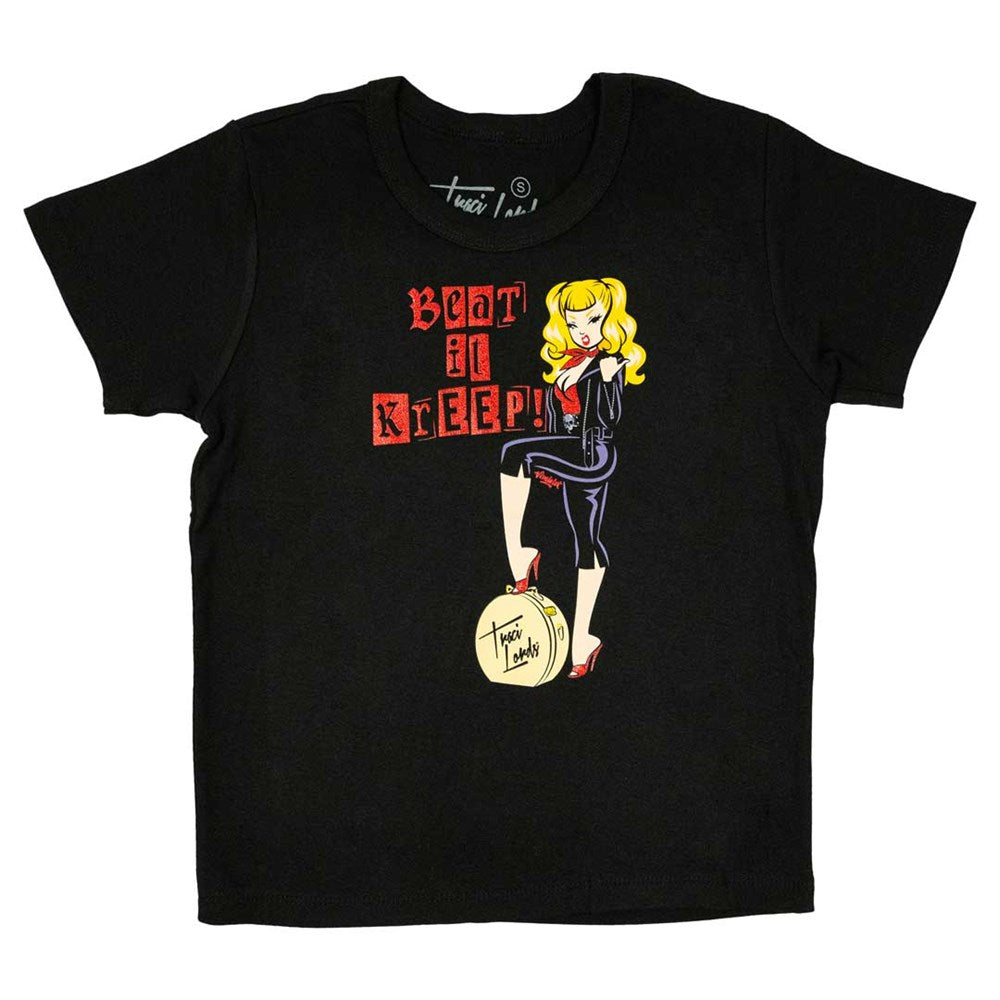 Traci Lords Beat It Kreep Viva Womens Baby Tee Hip Crypt Kreepsville