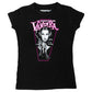 Vampira Pink Coffin Womens T-Shirt Hip Crypt Kreepsville