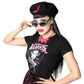 Vampira Pink Coffin Womens T-Shirt