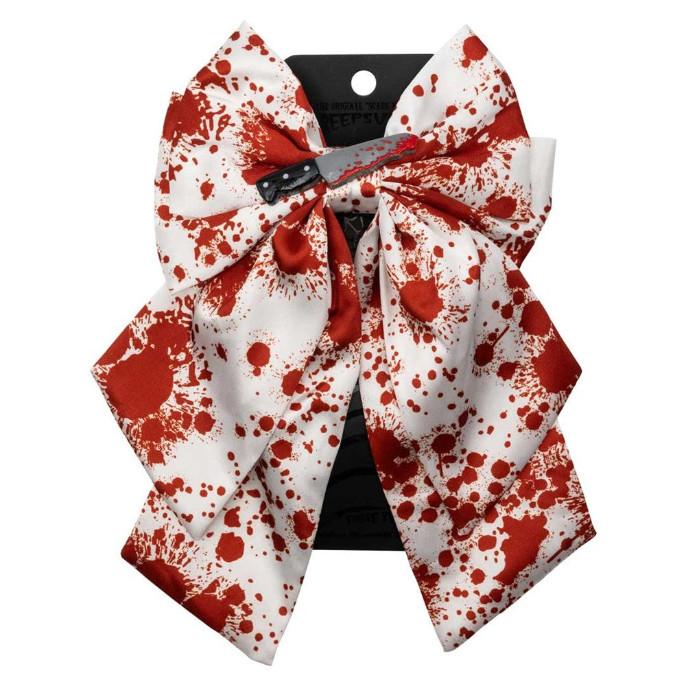 Blood Splatter Knife Satin Hair Bow