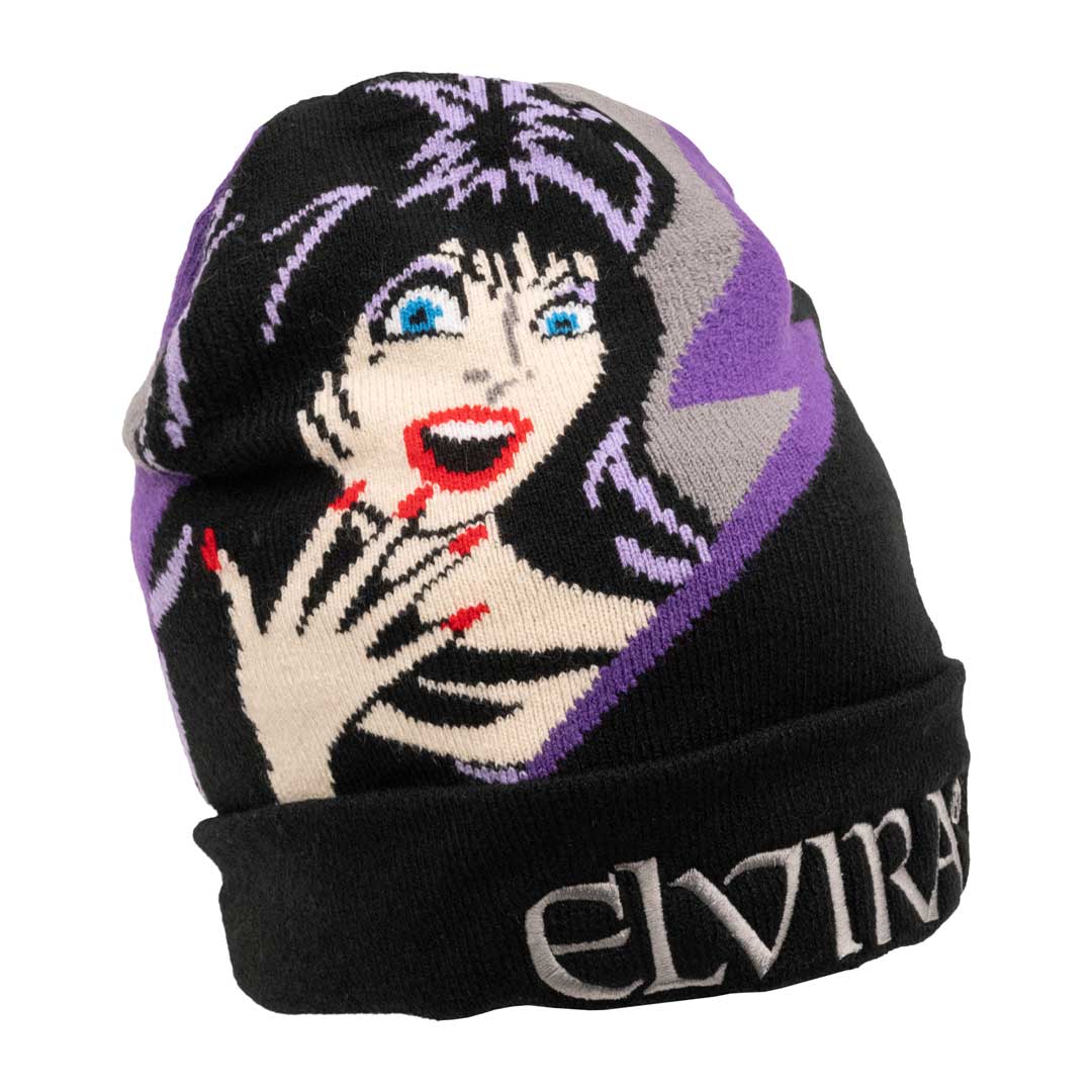 Elvira Purple Bolt Knit Beanie