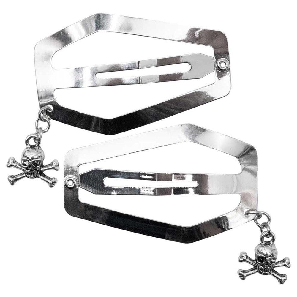 Coffin Snap Clip Silver Skull Charm Hip Crypt Kreepsville