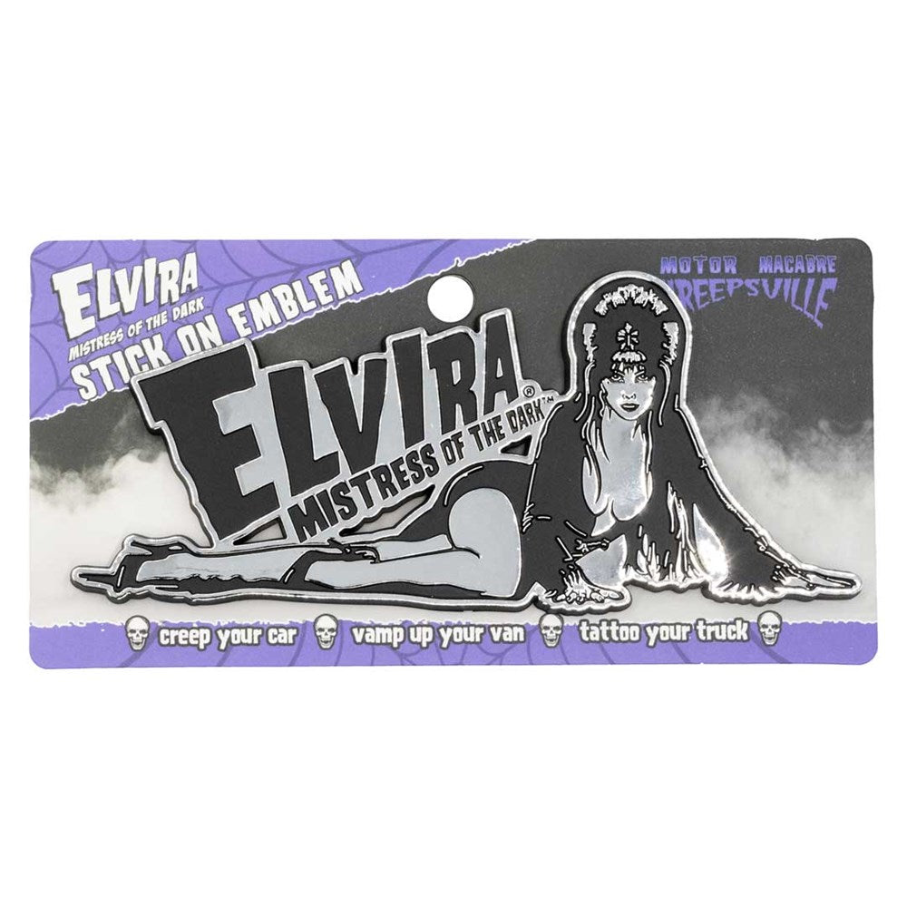 Elvira Laid Down Chrome Stick On Emblem