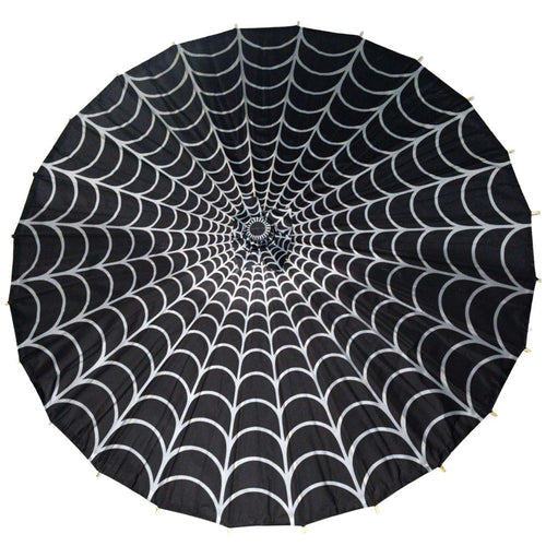 Spiderweb Grey and Black Fabric Parasol