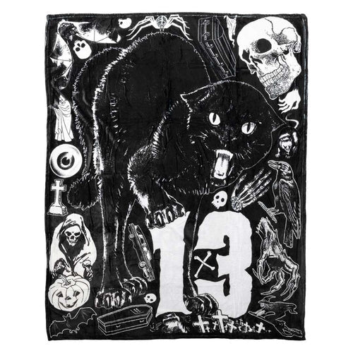 Black Cat 13 Throw Blanket Hip Crypt Kreepsville