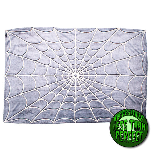 Less Than Perfect Spiderweb Glow In The Dark Throw Blanket Hip Crypt Kreepsville