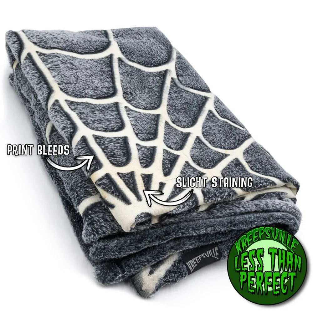Less Than Perfect Spiderweb Glow In The Dark Throw Blanket
