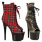 709-CINDY 7" Heel Lace Up Ankle Boots With Print