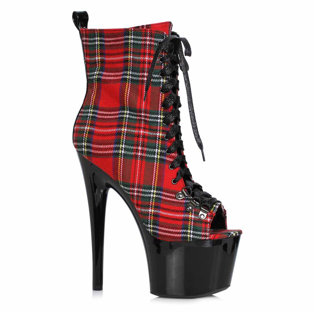 709-CINDY 7" Heel Lace Up Ankle Boots With Print