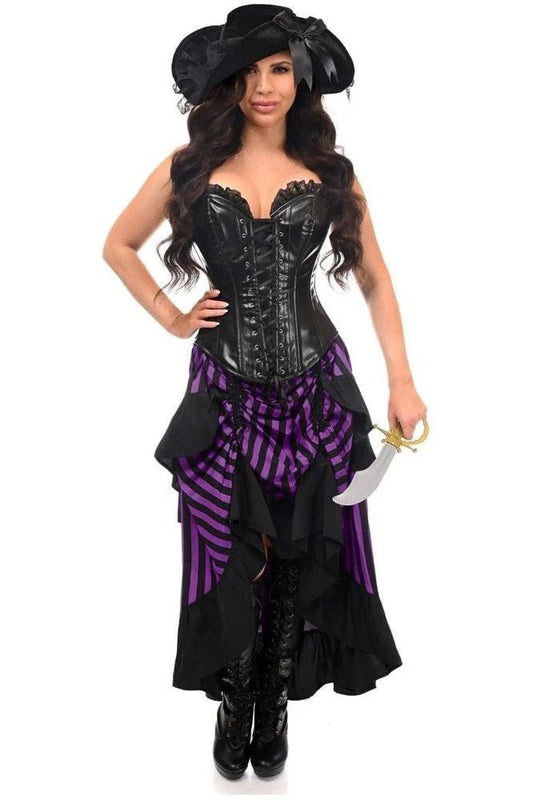 Top Drawer Black/Purple Striped Premium Corset Costume Halloween Cosplay Spooky Season Hip Crypt Daisy Corsets