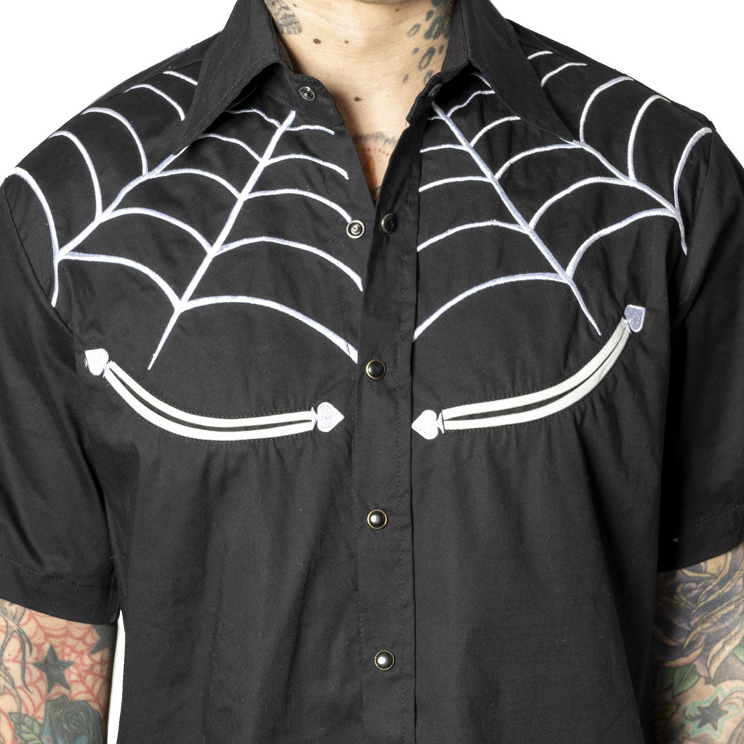 Spiderweb White Western Shirt
