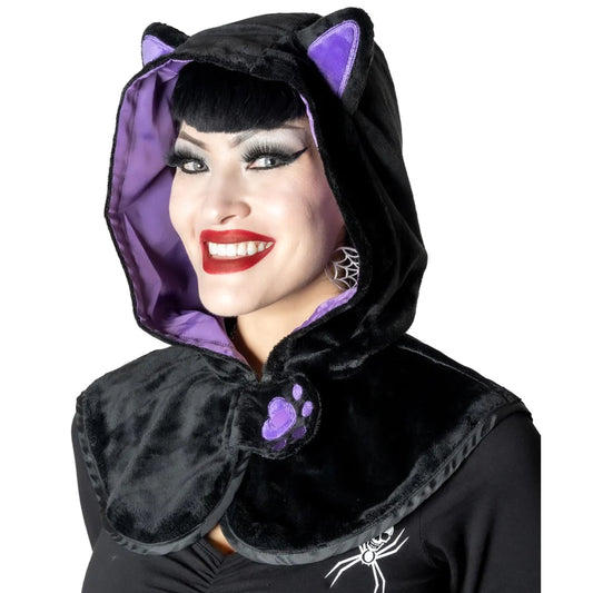 Black Cat Horror Hood Hat Accessories Hip Crypt Kreepsville