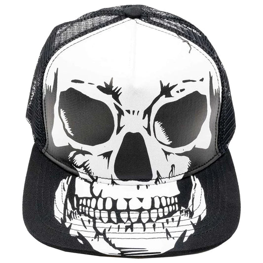 Big Skull White Trucker Hat Accessories Cap Hip Crypt Kreepsville