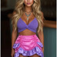 Pink/Purple Satin Ruched Bustle Skirt