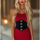 Lavish Black Velvet Corset Belt Cincher w/Clasps