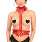 Kitten Collection Red/Red Lace Single Strap Body Harness
