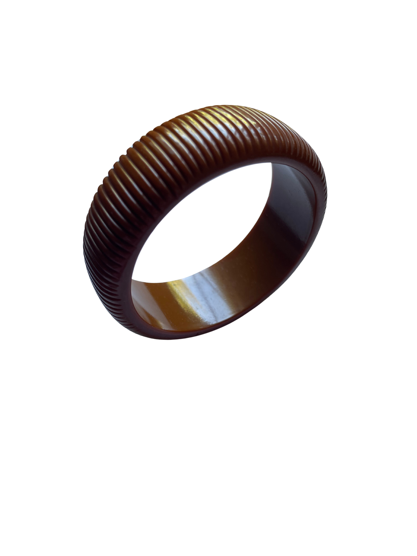 Vintage Bakelite Root Beer Carved Line Bangle