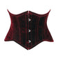 Lavish Dark Red Velvet Mini Cincher Underbust Corset Waist Cincher Busk Closure