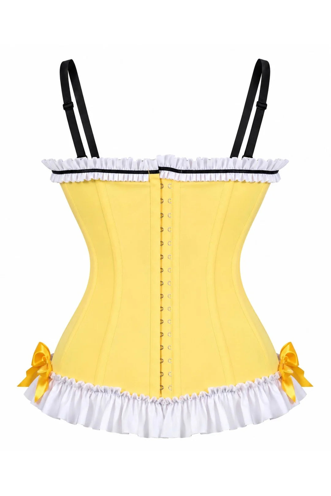 Lavish Yellow/White/Black Stretch Lycra Bustier Corset with Underwire Cups
