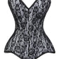 Lavish White/Black Lace Overbust Corset Sweetheart Neckline Busk Closure