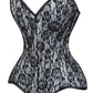 Lavish White/Black Lace Overbust Corset Sweetheart Neckline Busk Closure
