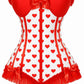 Lavish White & Red Hearts Lycra Hook & Eye Back Closure Bustier