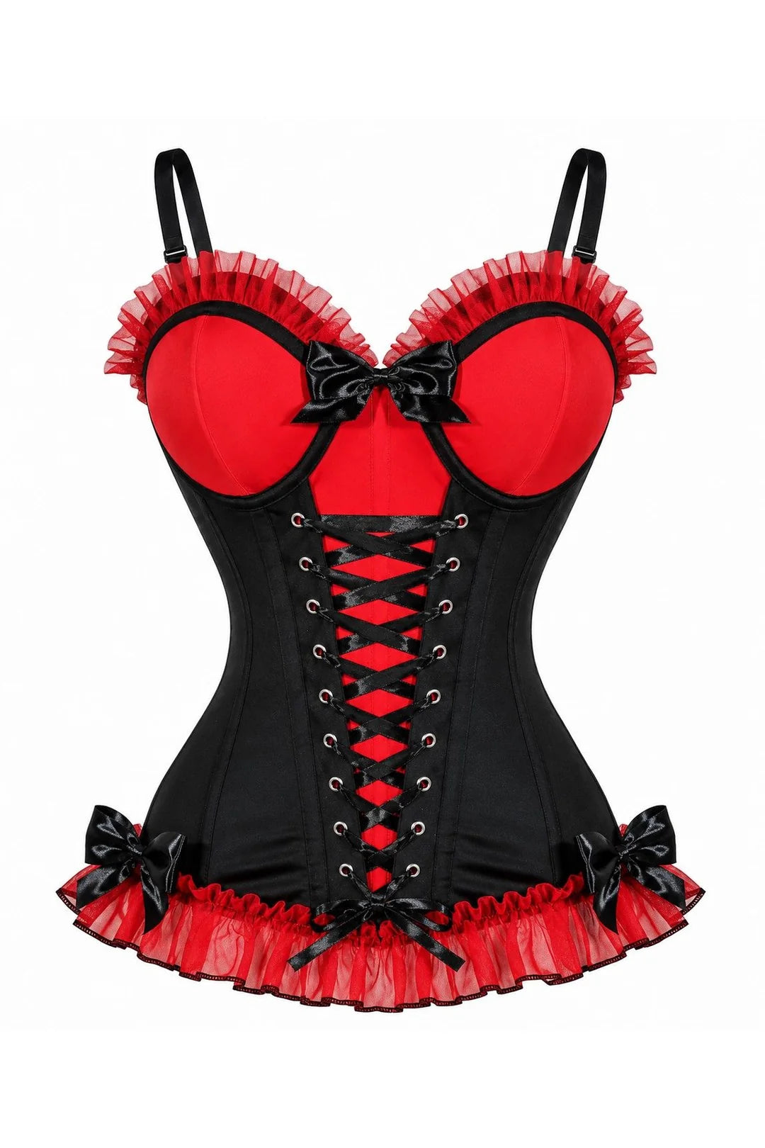Lavish Red/Black Stretch Lycra Bustier Corset with Underwire Cups