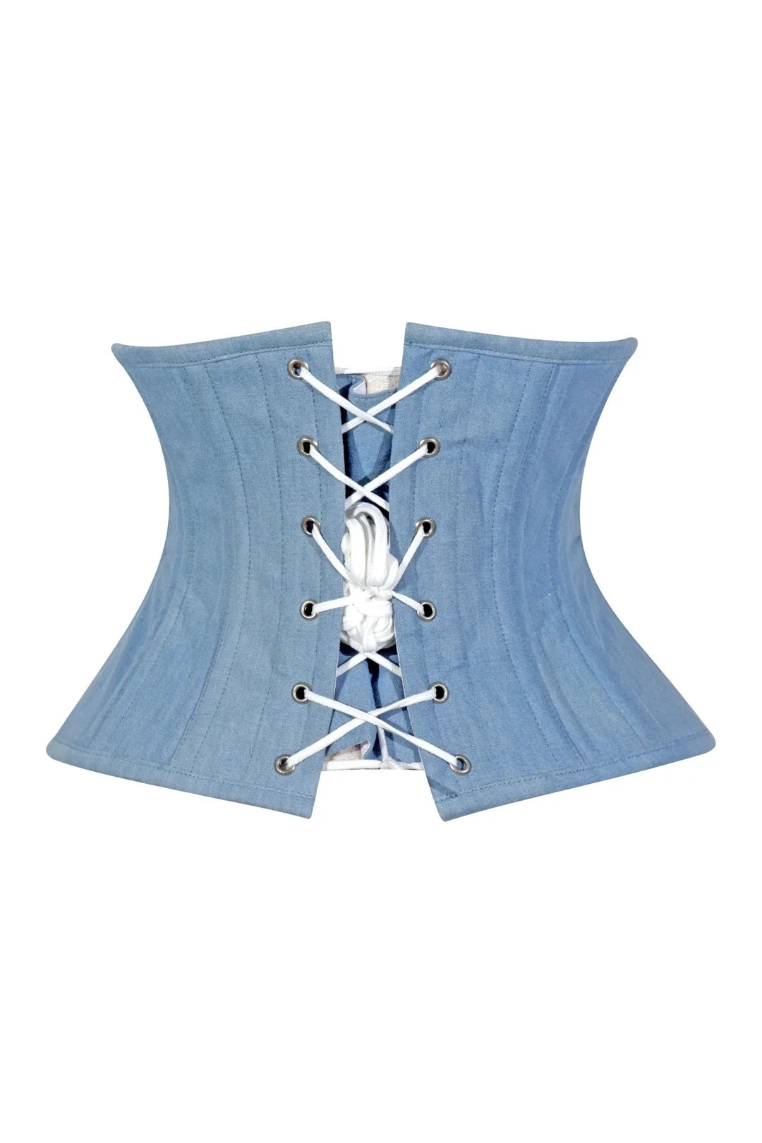 Lavish Lt Denim Mini Waist Cincher Underbust Corset Top