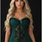 Lavish Dark Green Lycra & Lace Hook & Eye Stretch Bustier Corset