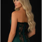 Lavish Dark Green Lycra & Lace Hook & Eye Stretch Bustier Corset