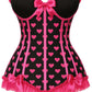 Lavish Black & Pink Hearts Lycra Hook & Eye Back Closure Bustier