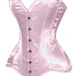 Lavish Lt Pink Satin Overbust Corset Sweetheart Neckline Busk Closure