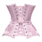 Lavish Lt Pink Satin Overbust Corset Sweetheart Neckline Busk Closure