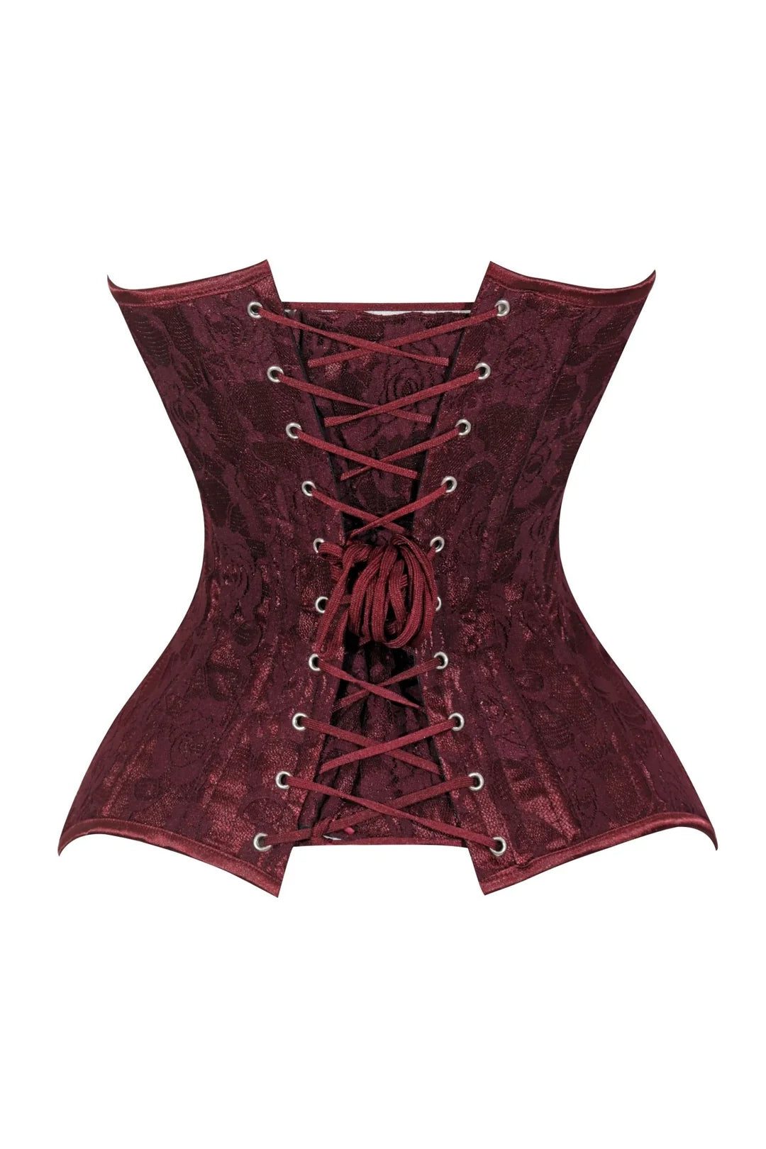 Lavish Dark Red Wine Lace Overbust Corset Sweetheart Neckline Busk Closure