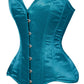 Lavish Teal Satin Overbust Corset Sweetheart Neckline Busk Closure