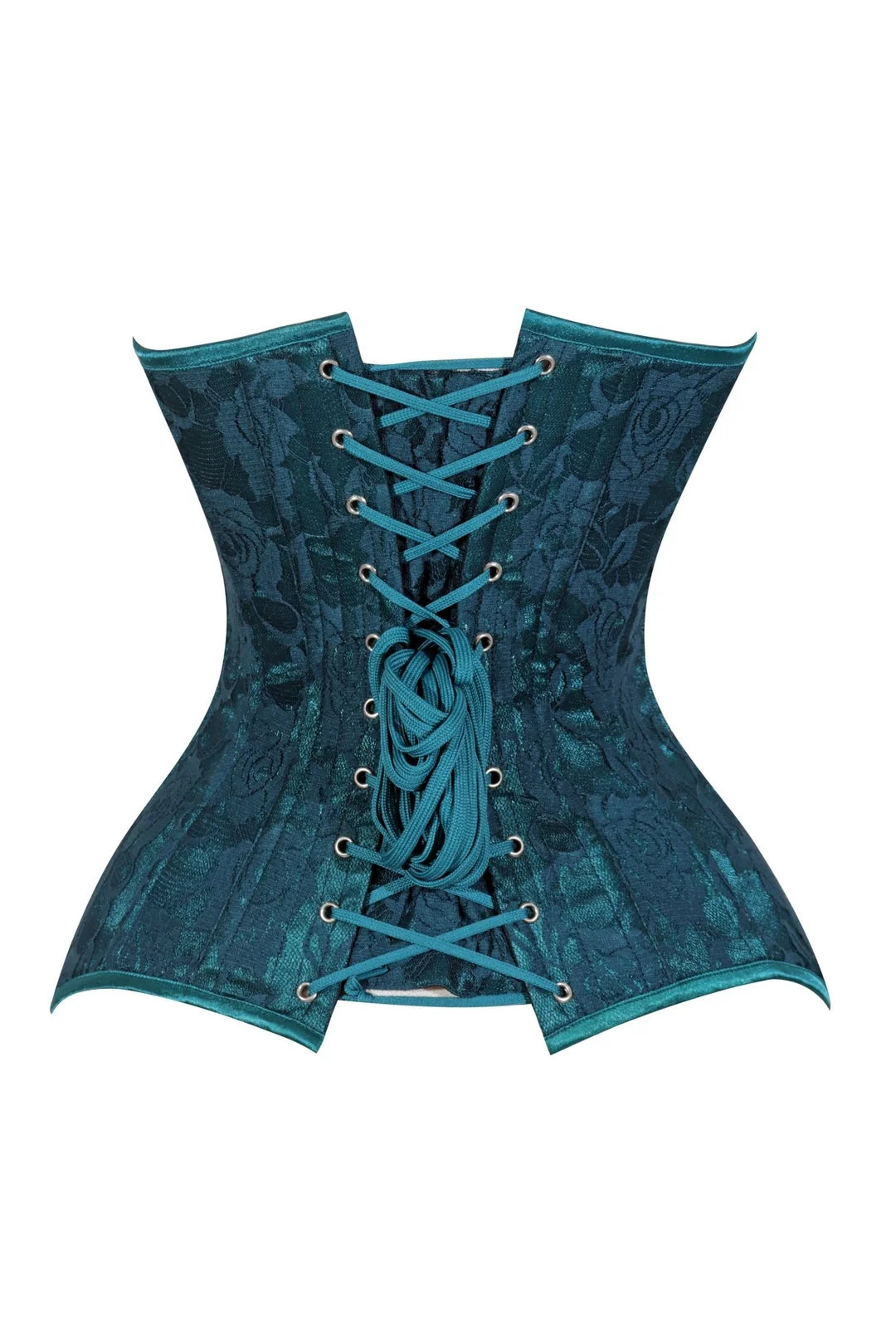 Lavish Teal Lace Overbust Corset Sweetheart Neckline Busk Closure
