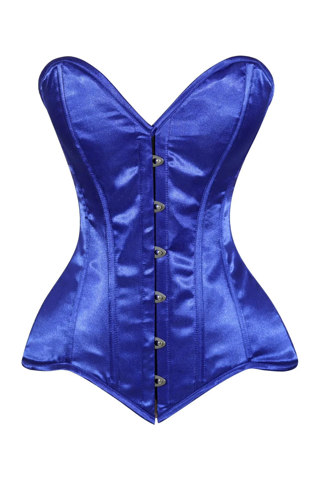 Lavish Royal Blue Satin Overbust Corset Sweetheart Neckline Busk Closure