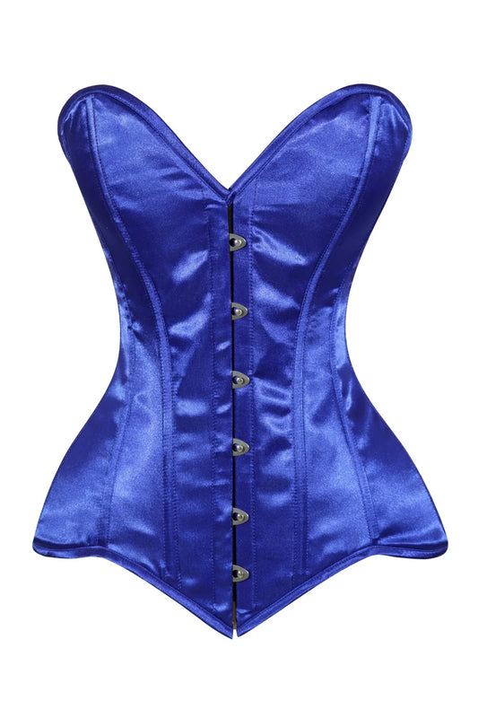 Lavish Royal Blue Satin Overbust Corset Sweetheart Neckline Busk Closure