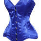 Lavish Royal Blue Satin Overbust Corset Sweetheart Neckline Busk Closure