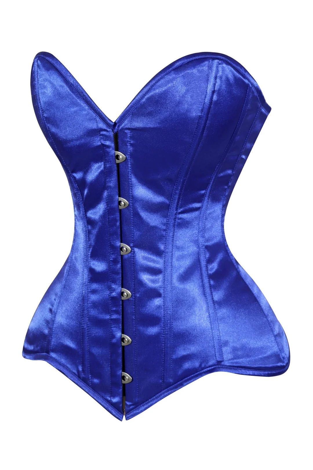 Lavish Royal Blue Satin Overbust Corset Sweetheart Neckline Busk Closure
